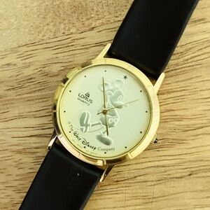 Vintage Mickey Mouse Lorus Gold watch with new battery, new leather strap